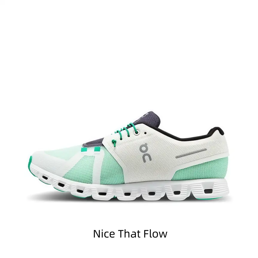 Mint green white spliced mesh running shoes hollow segmented cushioned outsole lightweight breathable for jogging commuting outdoor walking trips