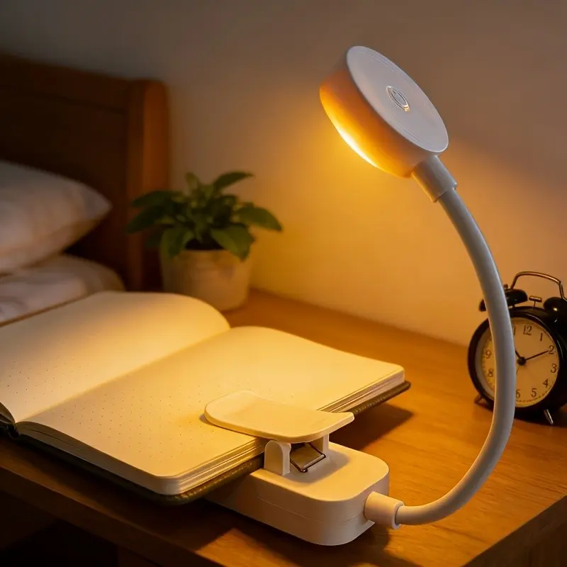 LED Clip-on Book Light — 3 Color Temperatures, Adjustable Brightness, Mini & Lightweight Bedside Reading Lamp, Bedside Night Light — Batteries Not Included — Suitable for Books, Computers, and Office Use