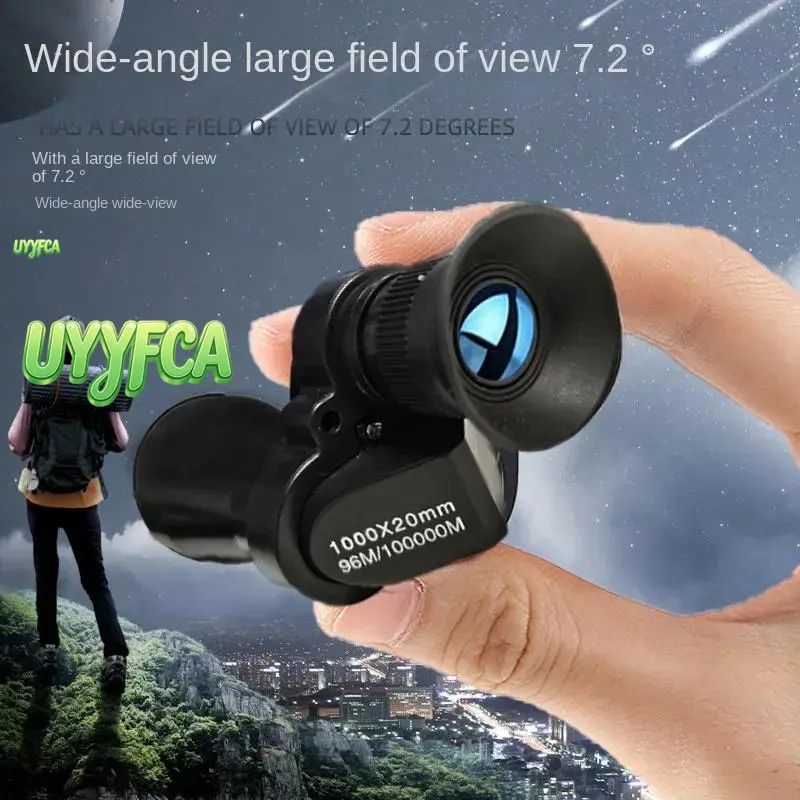 HD Monocular High Magnification 1000x20 Pocket Monocular, Compact Portable BAK4 Prism, Multi-Coated Green Lens, Low Light Night Vision for Outdoor Hunting, Camping, Hiking, Bird Watching, Travel Refractor Phone Adapter Telescope,summerwins,Cool summerwins