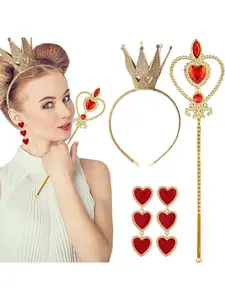 Adult Heart Queen Costume Accessories Set, Perfect for Halloween & Christmas Parties, Ideal Makeup Event Holiday Celebration, Party Event Props