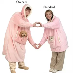 Wearable Blanket Hoodie – Warm Sherpa Fleece Sweatshirt with Giant Pocket, Cozy Oversized Winter Loungewear, Perfect Birthday & Christmas Gift for Women & Men, Mom, Dad, Wife, or Girlfriend