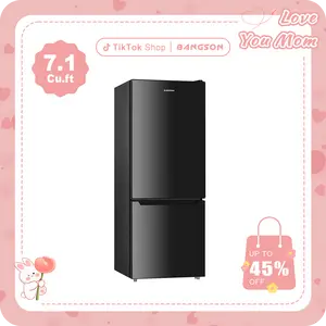 BANGSON 7.1 Cu.ft Retro Double-Door Refrigerator with Bottom Freezer, Medium Capacity for Apartment/Family, Adjustable Thermostat, Energy-Efficient & Quiet, Built-in LED Light, Black, Silver, White, Red