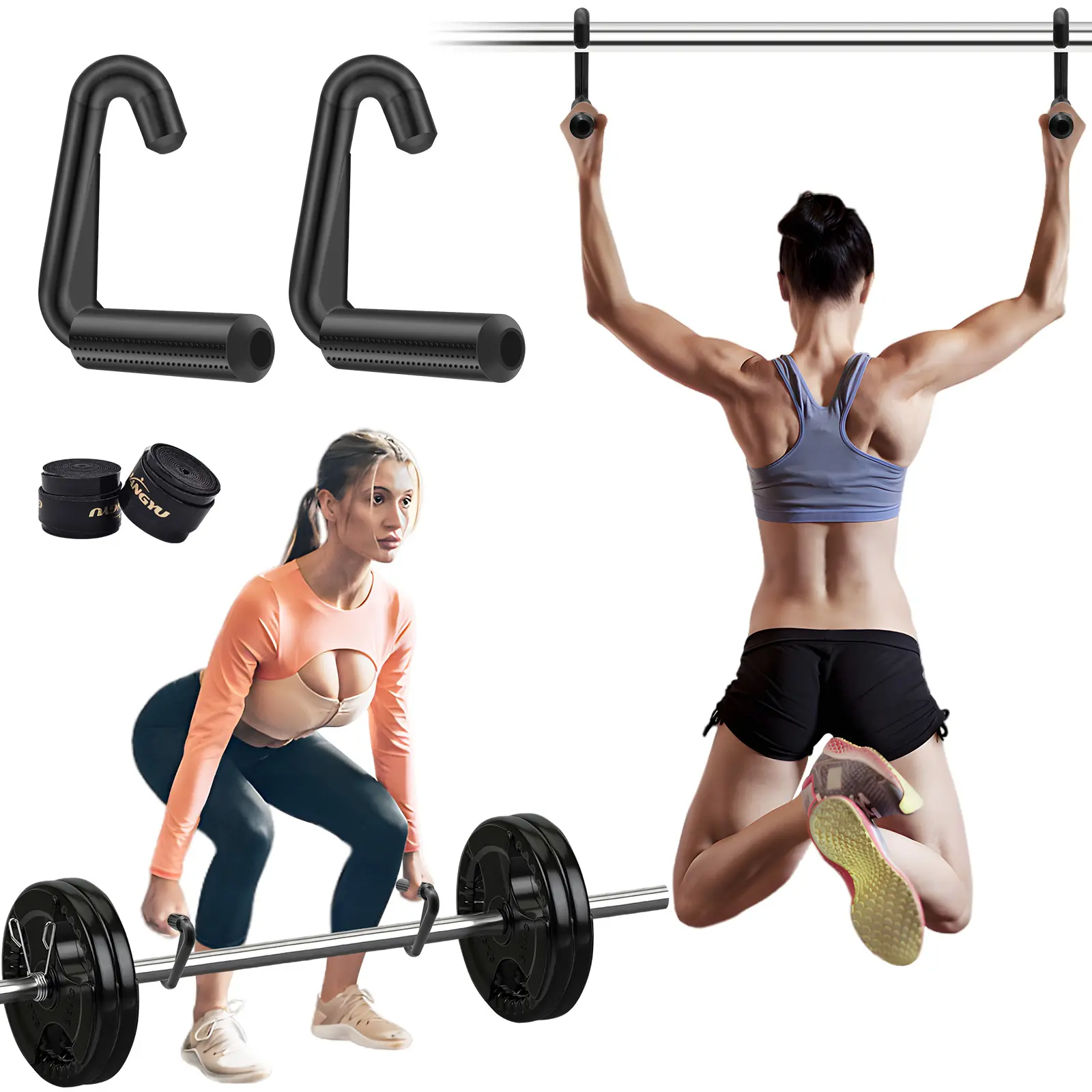 Neutral Grip Pull Up Handles - Ergonomic Portable Hooks for Barbell Row, Deadlift, Resistant Bands, Home Gym Home Workout Fitness Enthusiasts