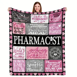 1pc Pharmacist gifts, pharmacist graduation gifts, pharmacist appreciation week gifts, pharmacy themed blankets, pharmacy technician gift flannel blankets