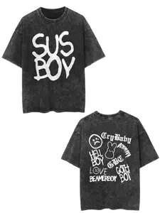 Lil Peep Official Merchandise  T-Shirt - Men's & Women's Oversized  Black Tee with Cry, Hell, I Love U Guys Print - Hot Transfer Double-Siy2k,Vintage,Streetwear Christmas Thanksgiving gift,Cyber Monday boyfriend  tees wickeValentine's Day