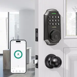 Arpha D180K Keyless Entry Door Lock with 2 Knobs - Electronic Keypad Deadbolt, Auto-Lock & Anti-Peeping Password, Matte Black Smart Lock for Front Door
