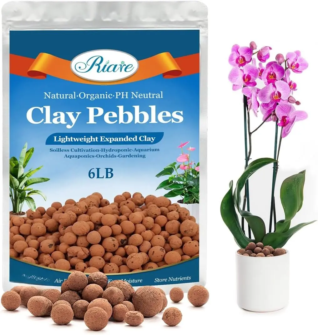 6 LBS  Expanded Clay Pebbles - 4mm-16mm  Leca Balls Lightweight Hydroponic Clay Pebbles Aggregate for Indoor , Hydroponic Growing,  Drainage, Aquaponics