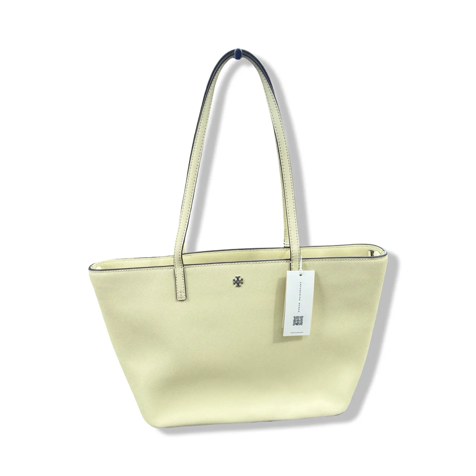 Pre-owned Tory Burch Leather Shoulder Bags Emerson Top Zip Tote Detachable Crossbody Strap (Lemon Sugar) B0DXCR9QQN