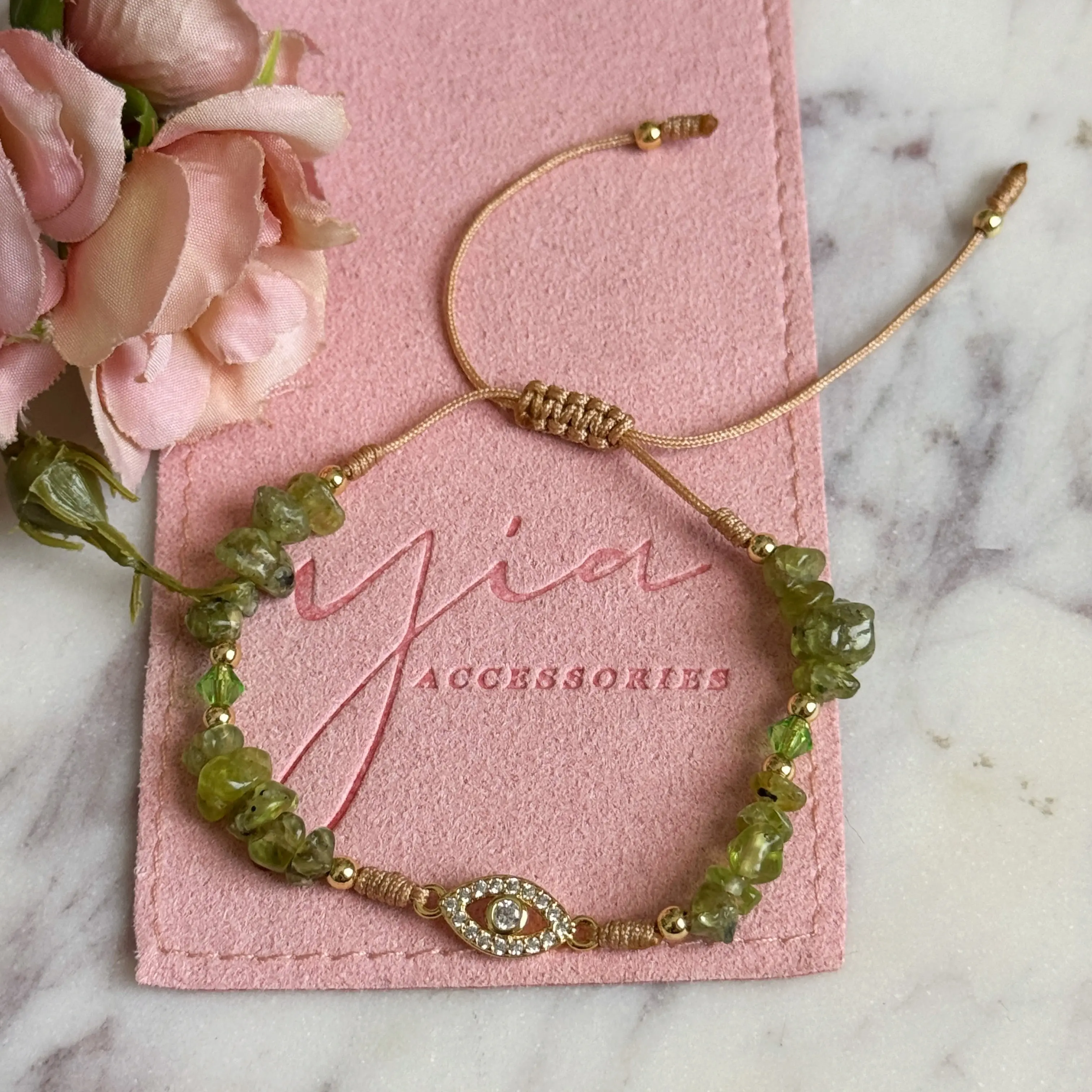 Peridot Stone Protection Bracelet, Adjustable Size Bracelets & Bangles, Fashion Jewelry Accessory