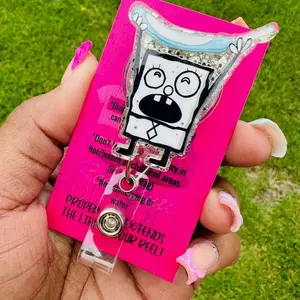 Me Hoy Minoy Hospital ID Healthcare Worker Purewick Lab Nurse Xray Pharmacy Reg  Glitter Acrylic Badge Clip Nurse Badge Reel DoodleBob