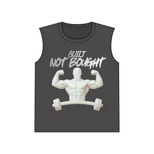 Sleeveless Gym Tee — "Built Not Bought" Muscular Barbell Fitness Tank