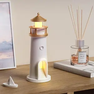 Creative Lighthouse Design Night Light, USB Rechargeable Moonlight Lighthouse Projection Ambient Light, Decorative Night Light for Home Bedroom Living Room