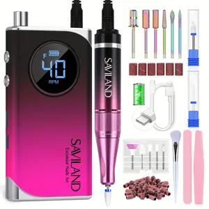 BeautyDAO SAVILAND Electric Nail Drill: Portable 40000RPM nail filter Electric Nail Manicure Pedicure 13 acrylic nail drill Fake nail gel Nail Dip Nail Artificial nail home salon, gradient color, gift You deserve it