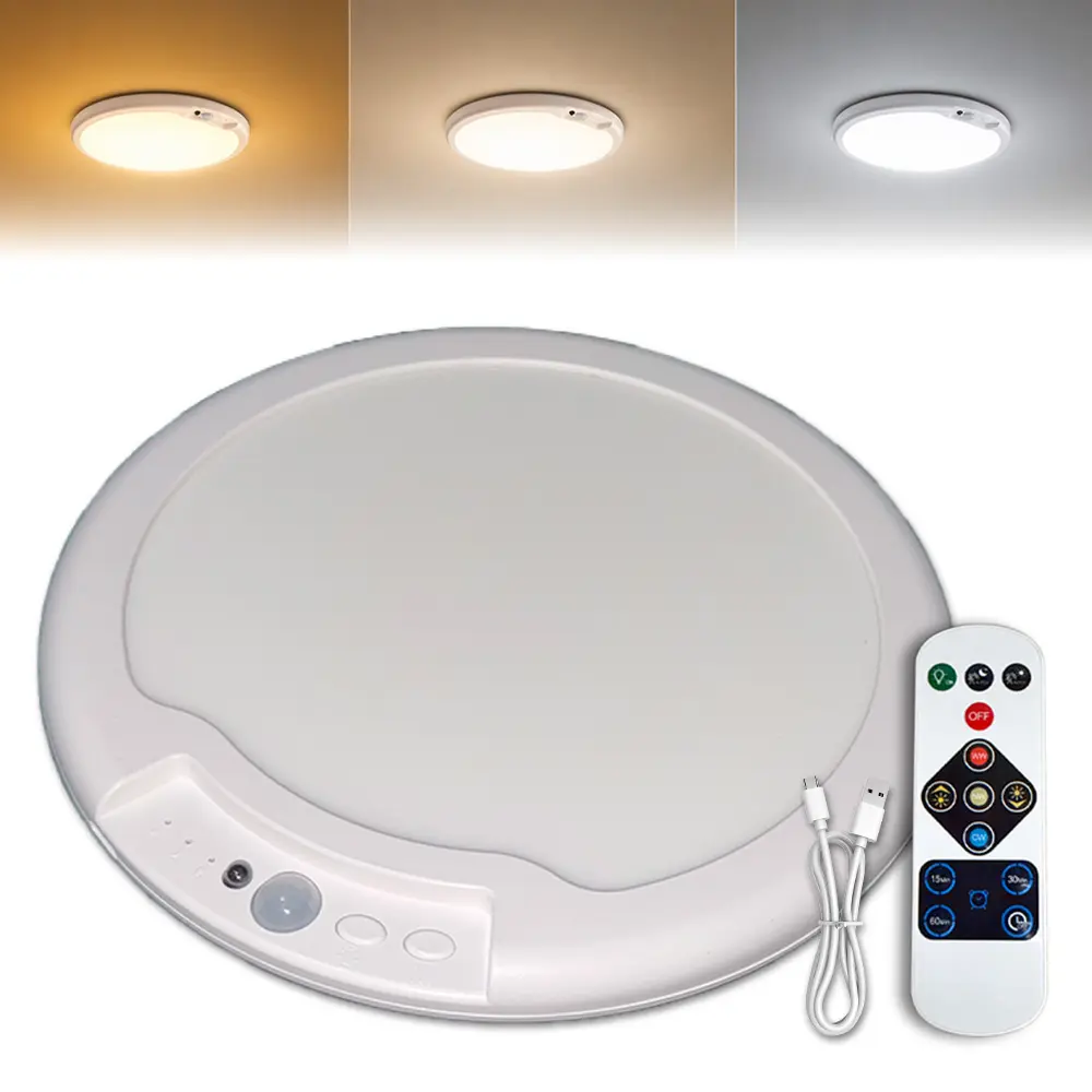 Wireless Motion Sensor Ceiling Light, Magnetic Installation LED Night Light, Rechargeable Stick-On Closet Light for Hallway Bedroom Kitchen Stairway