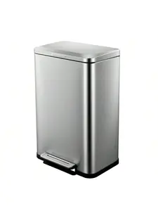 Stainless Steel 13 Gallon Tall Kitchen Garbage Can, Rectangular Fingerprint-Resistant Soft Close Trash Can with Lid Cover Set Bin