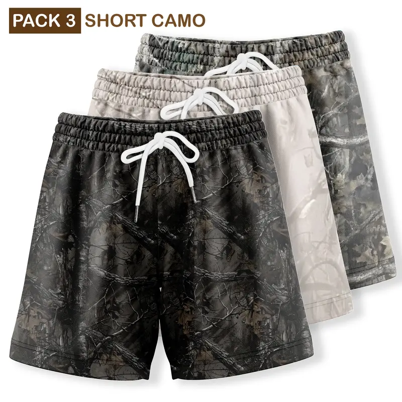 Pack 3 Camo Shorts With 5 Inch Inseam, Perfect for Men & Women At the Gym, Basketball Camo Mesh Short, Gift for him, Gift For Her, Gym Gift