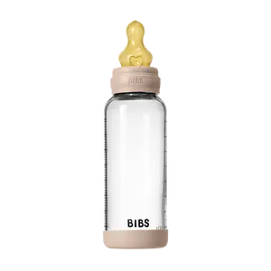 BIBS Baby Glass Bottle Set 8oz with Natural Rubber Latex - Blush Feeding Bottle for Newborns
