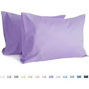 King Size cotton pillowcases, 100% cotton cases, pillow cases set of 2 envelope closure, 20*36 inches King 2 pack pillowcase solid color, soft and breathable, purple