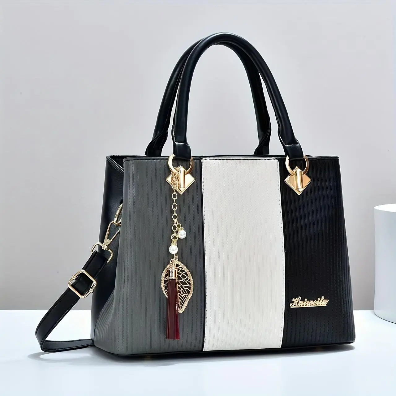 Women Simple High End Contrast Color Crossbody Bag Ladies Fashionable Shoulder Bag Hard Work Atmospheric Handbag Commuting Multifunctional Handbag