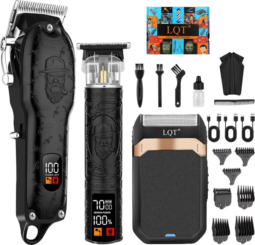 LQT Cordless Hair Clipper Kit - Professional Silent USB Rechargeable Trimmer with ABS Housing, Combs, and Oil for Home & Barbershop Use