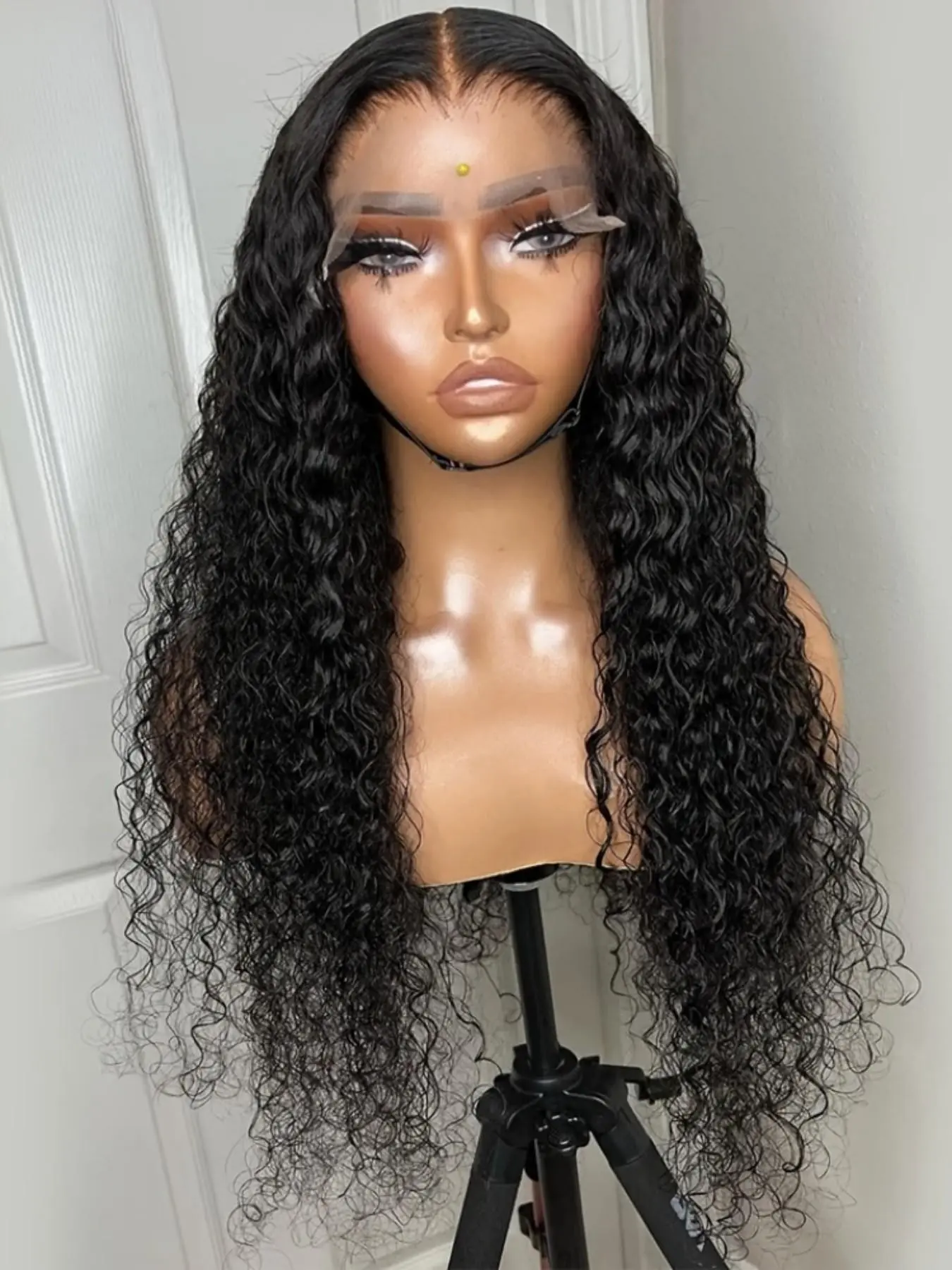 26-Inch Wavy Wig, 180% Density, Free Part, Soft No-Glue, Pre-Attached, Curly Hair, Heat Resistant Lace Front, All Seasons