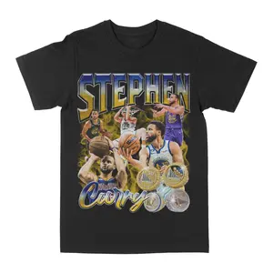 Steph Curry Graphic Tee, Y2K Rap Streetwear T-Shirt, Unisex Crew Neck, Vintage Hip-Hop Graphic, Sports Style, Casual Cotton Fit