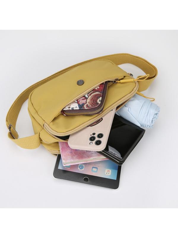 Women's Multifunctional Small Square Bag, Casual Multi-Layer Adjustable Crossbody Shoulder Bag, Lightweight Nylon Commuter Crossbody Bag