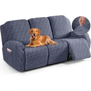 Recliner Sofa Covers Stretch Reclining Couch Cover, Recliner Couch Cover for 3 Seat Furniture Protector Sofa Slipcovers with Elastic Bottom for Kids, Pets (Grey)