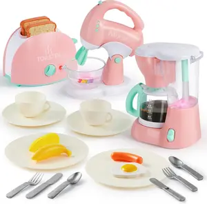 2025 Toys for Kids Pretend Kitchen Toys, Play Kitchen Accessories Set for Kids, Coffee Maker, Mixer, Toaster with Realistic Lights& Sounds, Kitchen Appliances Toys, Birthday Gift for Kids Kids Outdoor Play teen girl gifts  easter gifts for kids