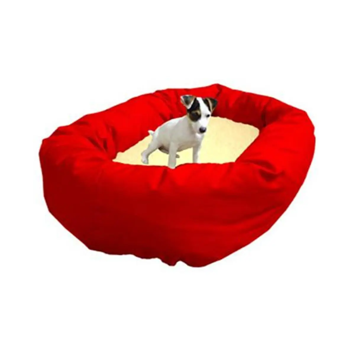 212 MAIN 24 in. Small Red Sherpa Shaped Bagel Pet Bed for Dogs & Cats, Pet Furniture Shaped Beds