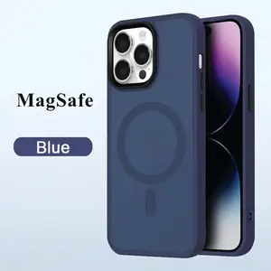 For iPhone 13/ 13 Pro Max /Frosted Case MagSafe Shockproof Cover (Dark Blue)