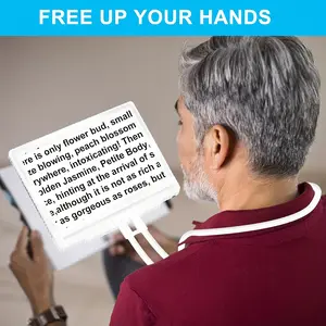 Extra Large Hands Free LED Magnifier with 43 Bright Lights Full Page Viewing Horizontal Vertical Screen Compatibility Flexible Gooseneck Design Portable Battery Operated Magnifying Glass for Elderly a