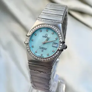 Omega Constellation 27mm Stainless Steel Automatic Diamond Bezel & Custom Tiffany Blue MOP Dial 21188047