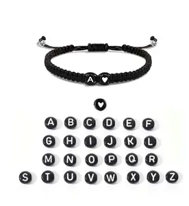 Initial Heart Bracelet Black with Heart Charm Adjustable Design for Daily Wear & Special Occasions Perfect Gift for Anniversaries Valentine's Day & Friendship