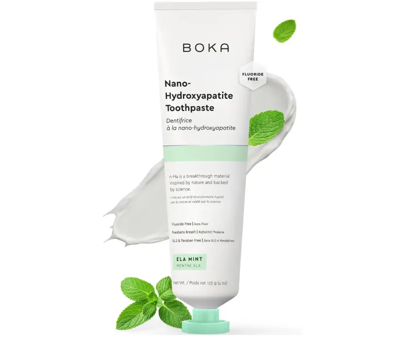 Boka Toothpaste - Fluoride Free Toothpaste, Nano Hydroxyapatite Toothpaste | Appropriate for Sensitive Teeth - Adult Oral Care - Ela Mint - 4 Oz, 1PK