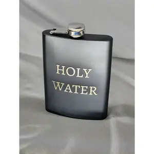 Hip Flask engraved 8oz Black with silver lid and funnel great for special occasions or gifts hip flask