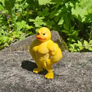 2pcs Creative 3D Printed Muscular Duck Craft, Cute Duck Desktop Ornament Toy, Decorative Figurine for Home Office