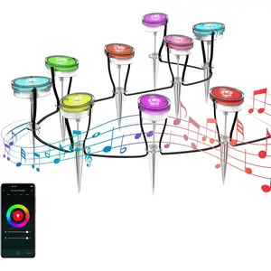 ChangM Landscape Lights Outdoor Wired, 9 LED Ground Lights Color Changing Bluetooth Control in-Ground Lights, Disk Lights IP65 Waterproof Garden Lights for Yard Deck Lawn Pathway (RGB+ Warm White)