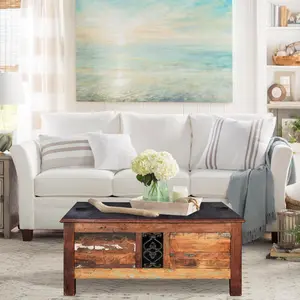 Reclaimed Wood Storage Trunk 40" Square Coffee Table
