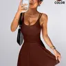 Women's Sporty Dress Tight Fit Seamless Knit Back Cross Design Yoga Jumpsuit Outdoor Tennis Skirt, Ladies Activewear Dress Athletic Wear Workout Exercise Dress Workout Athletic Dresses Active Dresses Fitness Workout Dress