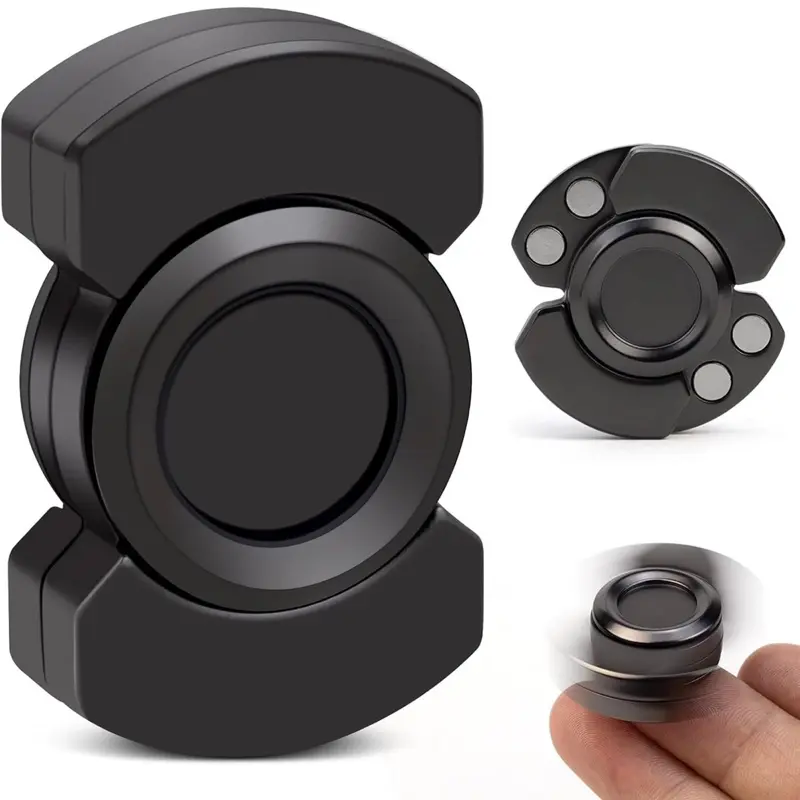 3-in-1 Fidget Toys Adults: Spinner, Slider & Clicker – Magnetic Stainless Steel Bearing for Super-Stable Rotation – Stress Relief, Enhanced Focus, and Habit Breaking, Kids Valentines Day Gifts (Black)