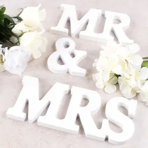 Super Z Outlet White Wooden Mr and Mrs Signs Wedding Present for Party Table Top Dinner Decoration, Display Stand Figures, Home Wall