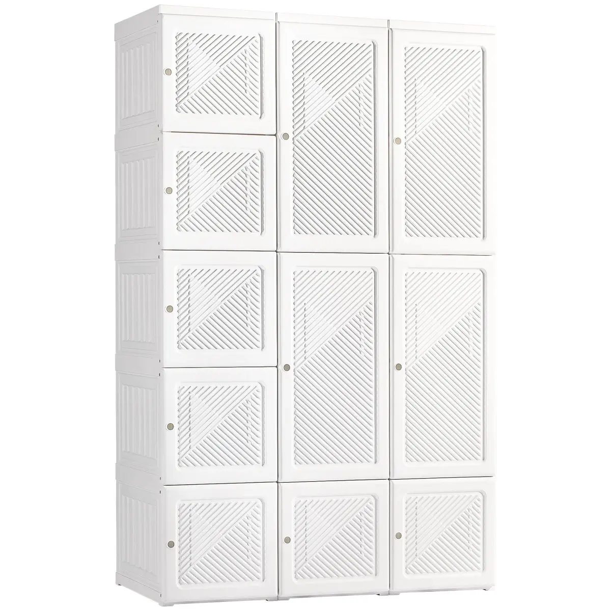ABS Portable Foldable Wardrobe Closet - Easy Fold-Up Bedroom Armoire, 41" W x 19.75" D x 67" H, 47.96 lbs, 8 Cubes+Rod Compartments, Magnet Doors, White Indoor Storage Organizer