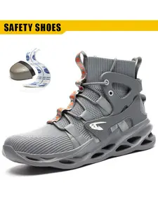 Men's High-Top Breathable Work Shoes, Anti-Puncture Safety Shoes, Factory Construction Protection Shoes, Durable and Comfortable