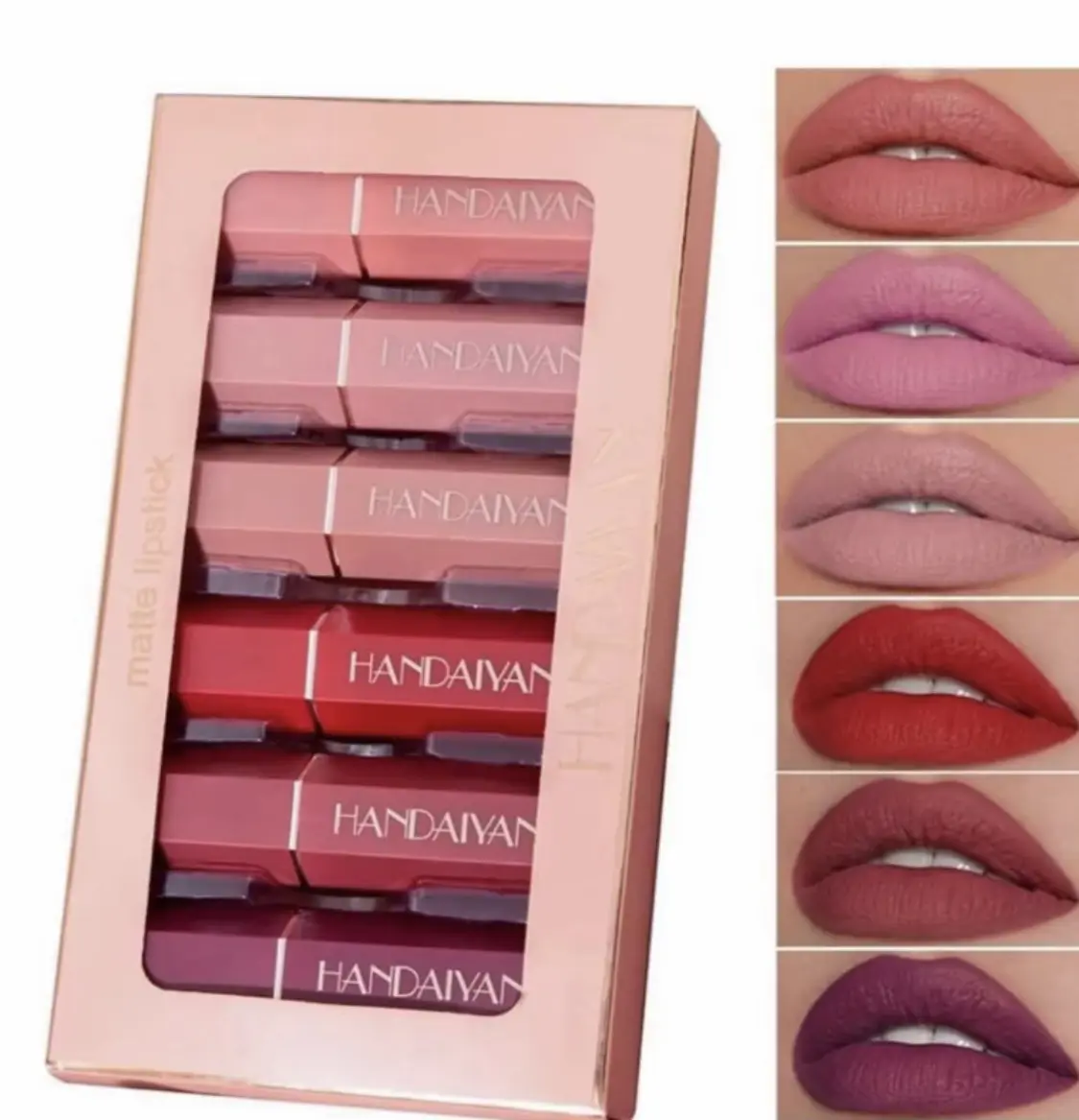Smudgeproof Matte Lipstick Set – 6 Shades, Long-Lasting, Non-Fading, Transfer-Proof, Everyday Makeup Gift Set
