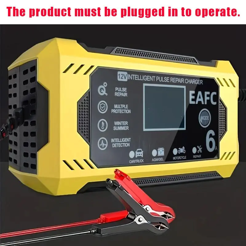 EAFC Car Battery Charger, Automotive 12V 6A Smart Battery Trickle Charger, Auto 12V 24V Battery Maintainer for Car Truck Motorcycle Lawn Mower Marine Lead Acid Battery