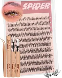 Spider Lash Clusters Kit Breeze Wispy Eyelash Clusters Natural Fluffy Lash Extension Kit D Curly Eyelash Extension Kit Light Cluster Eyelash Extensions DIY Individual Lashes Clusters by TNFVLONEINS