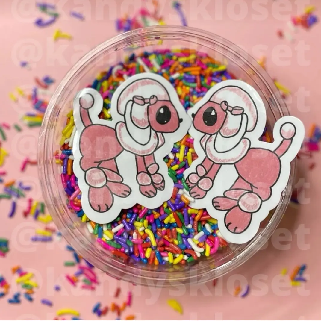 Pink poodle dog vinyl sticker, hand drawn pink poodle sticker , french poodle sticker, pink puppy poodle, dog mom sticker, cute dog sticker
