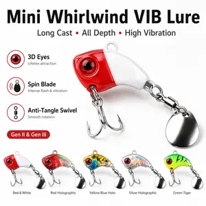 20-Pack Mini Whirlwind VIB Fishing Lure with Spin Blade, Long Cast Sinking Hard Bait Fishing Equipment Lures for Bass Trout Freshwater Use