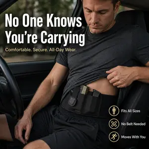 Concealed Carry Belt Holster for Men & Women – No Belt Needed, Invisible, Comfortable All-Day Wear  Compatible with 19, 43x Handguns, Suitable for Men and Women